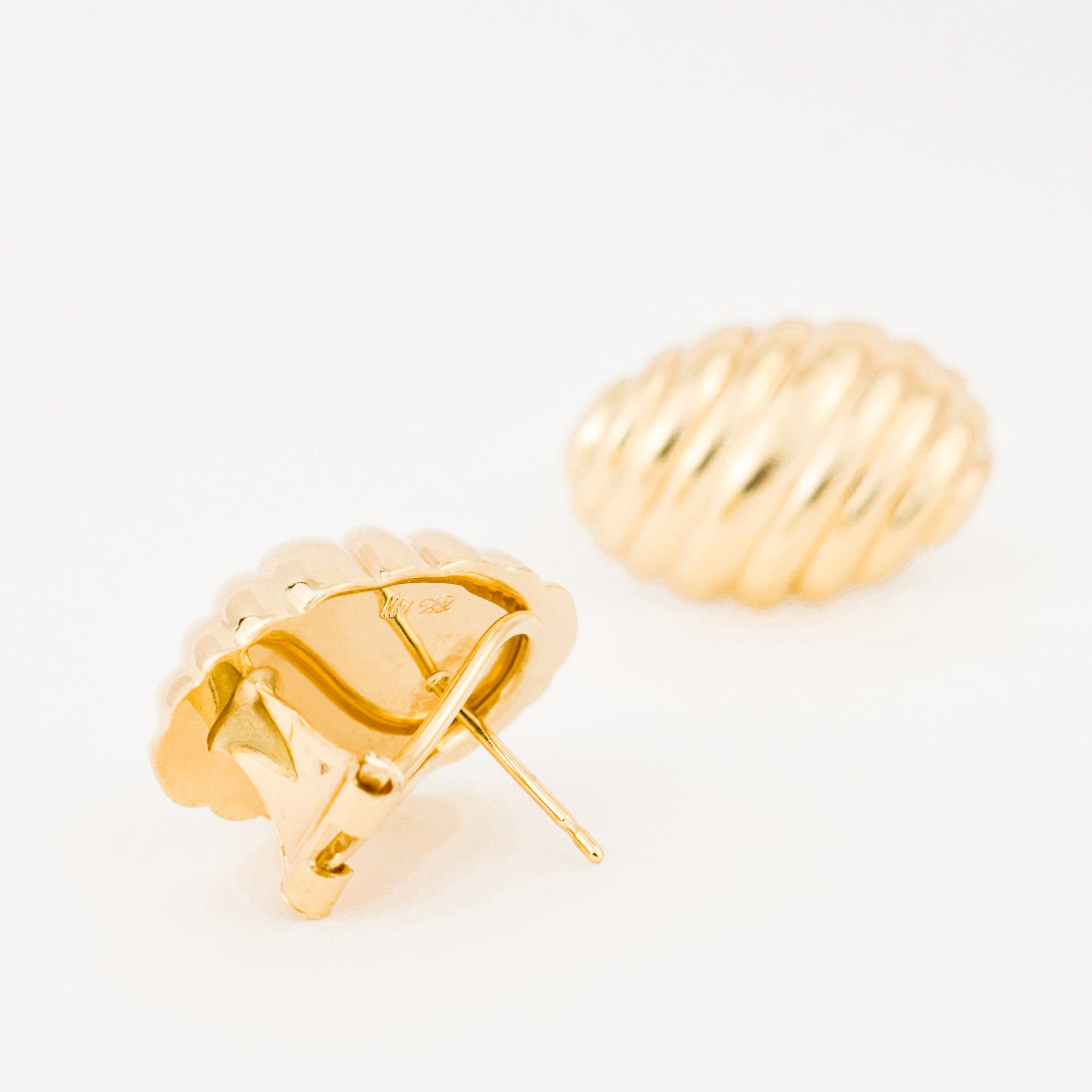 vintage gold domed croissant earrings