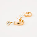 vintage gold half hoops with white stone earrings