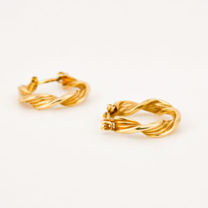 vintage gold twist hoop earrings