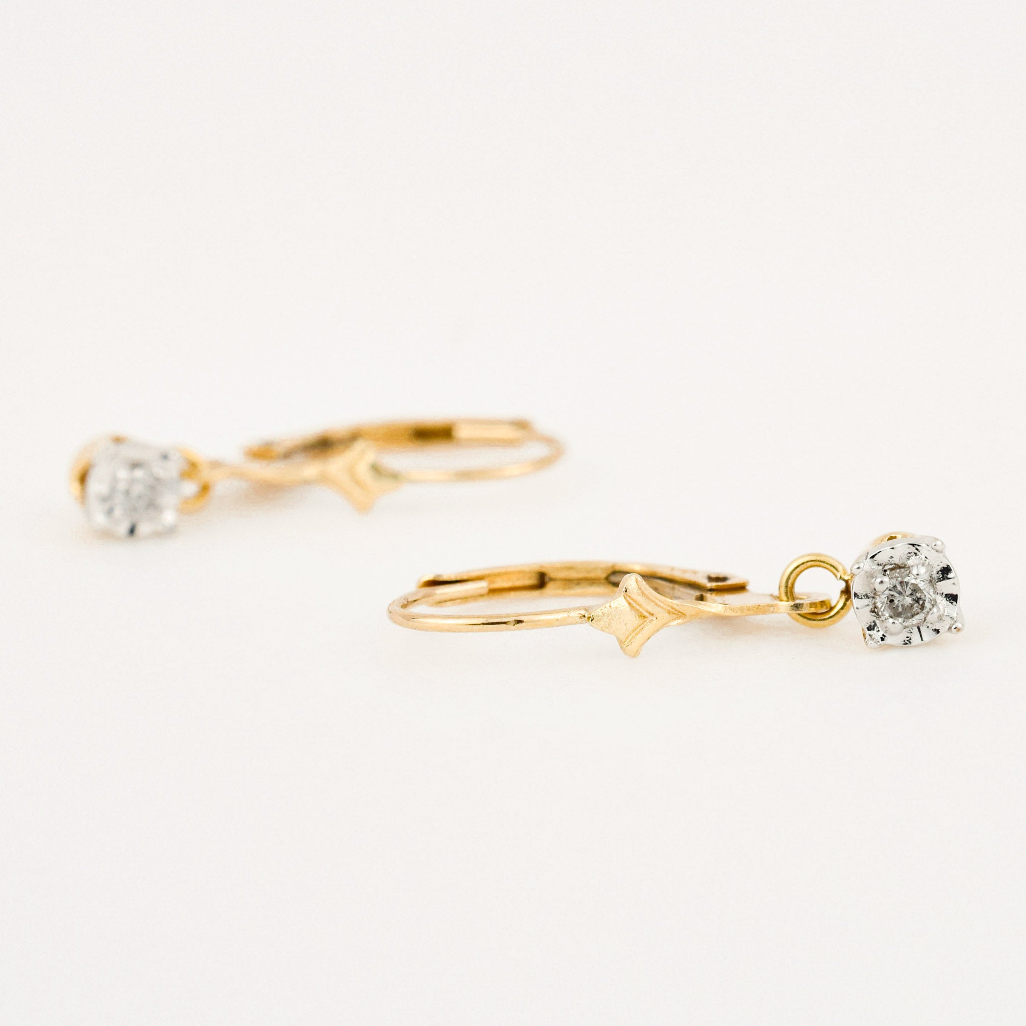 vintage gold drop diamond earrings 