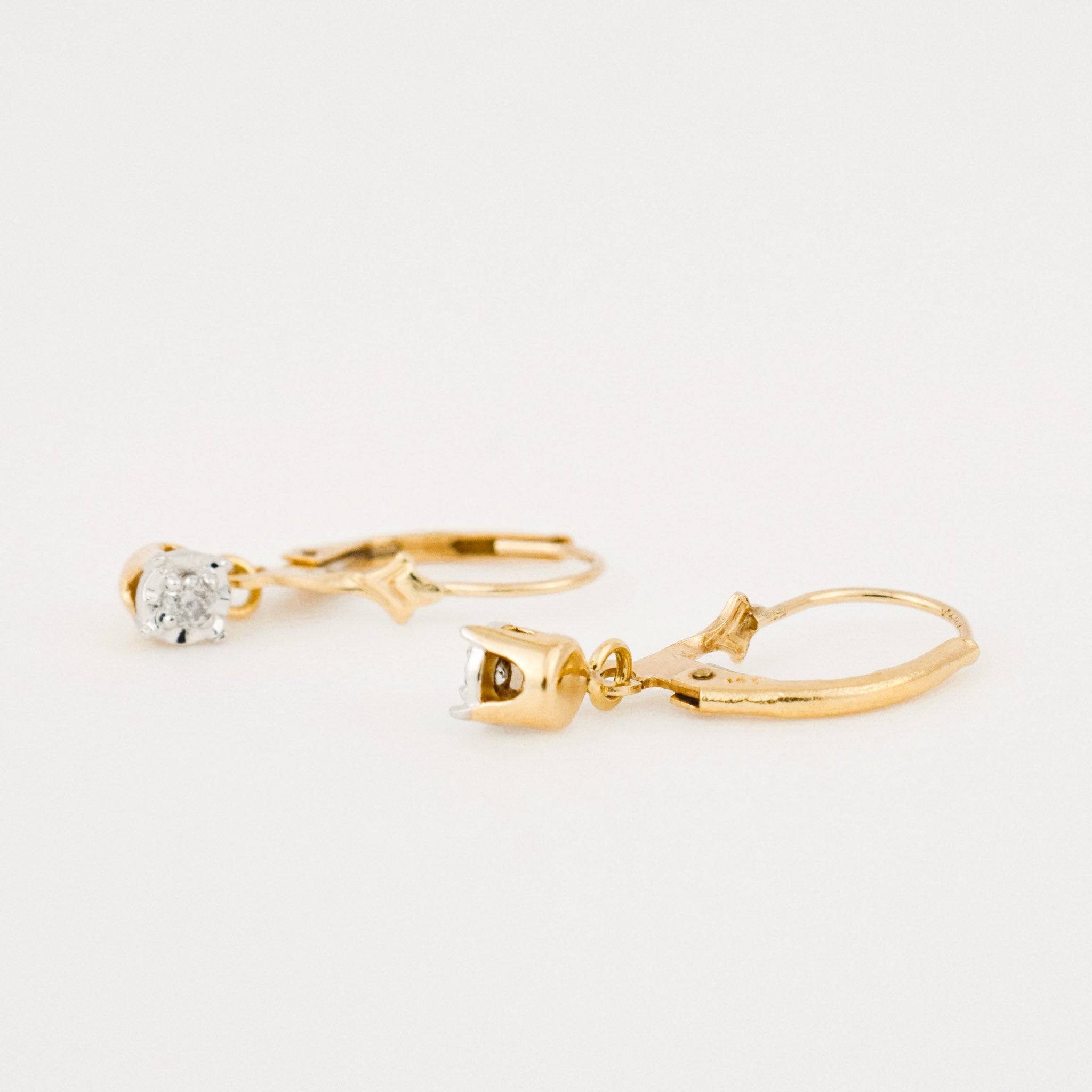 vintage gold drop diamond earrings 