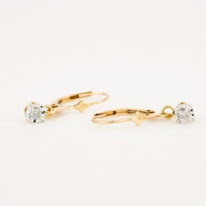 vintage gold drop diamond earrings 