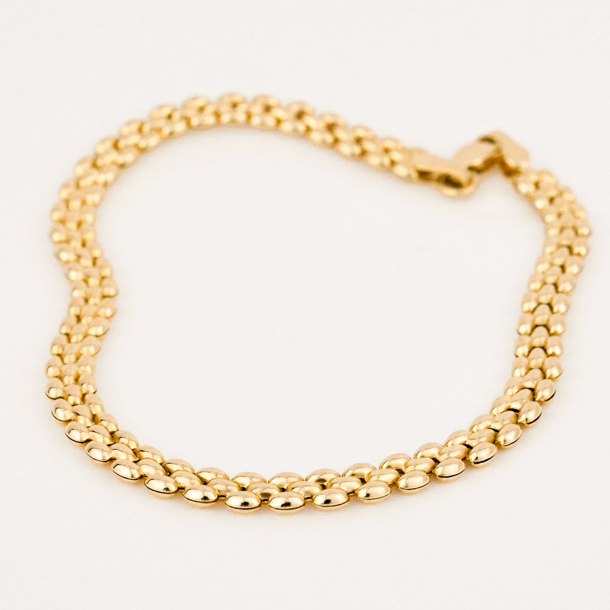 vintage gold puffy gate link bracelet 