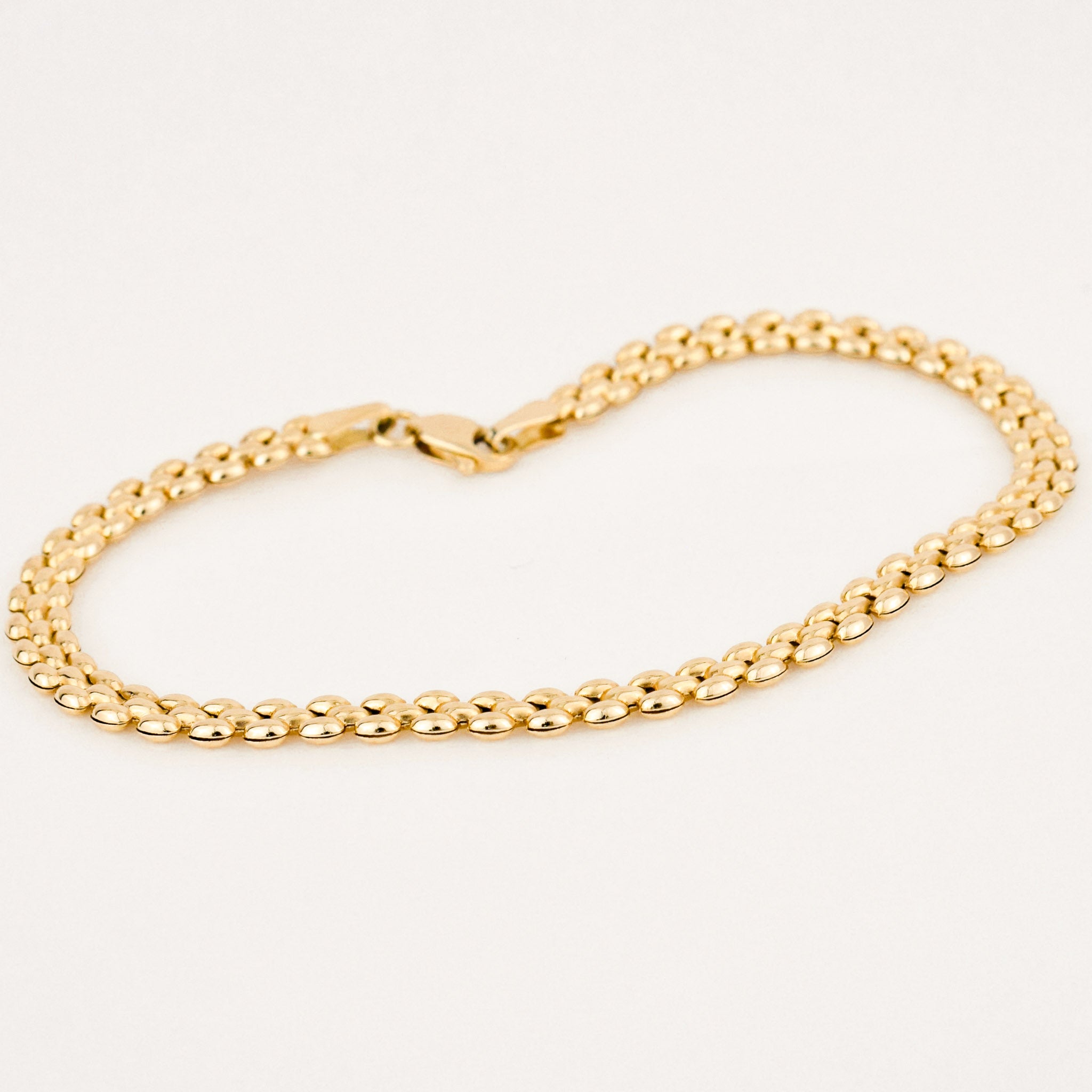 vintage gold puffy gate link bracelet 