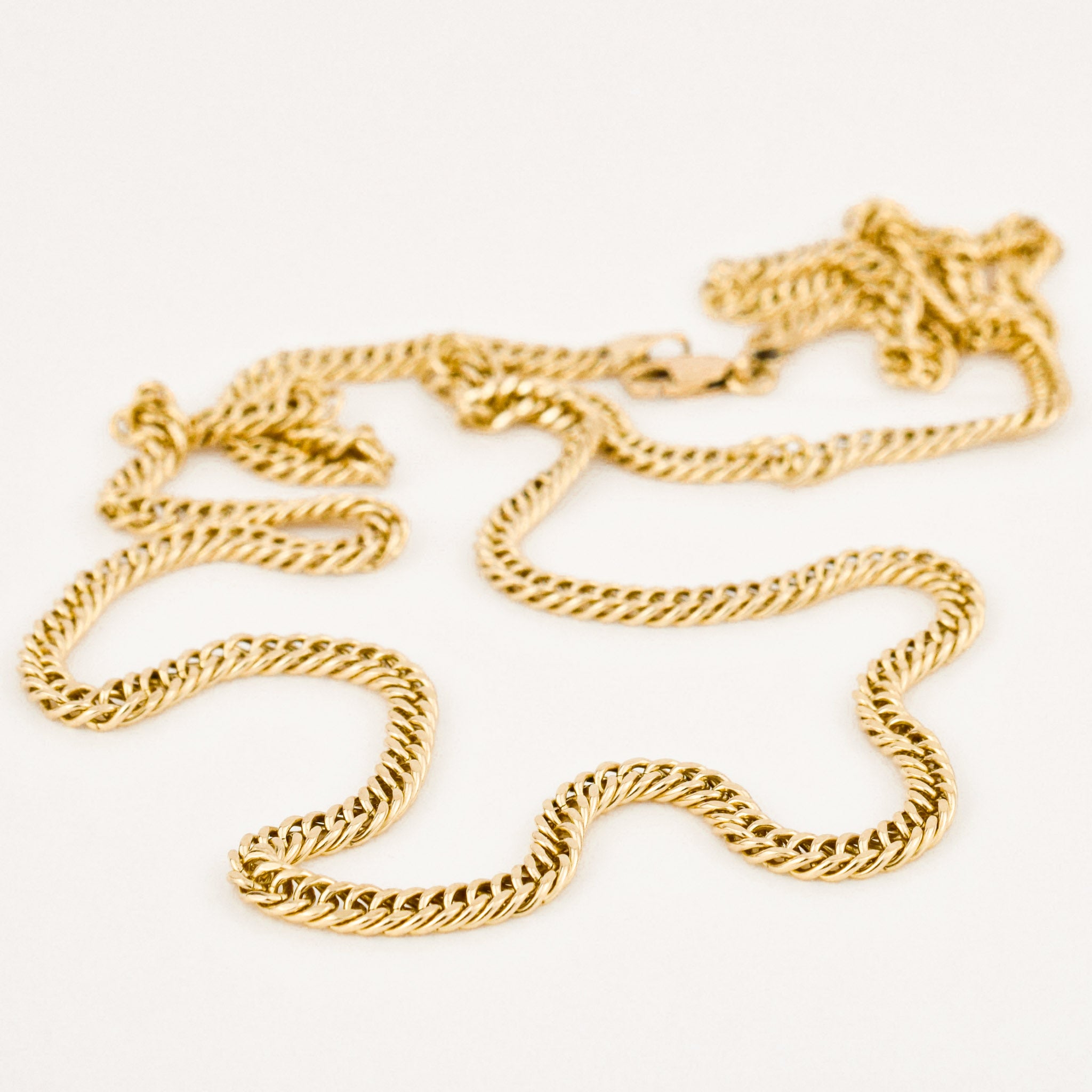 vintage gold heavy curb chain necklace 
