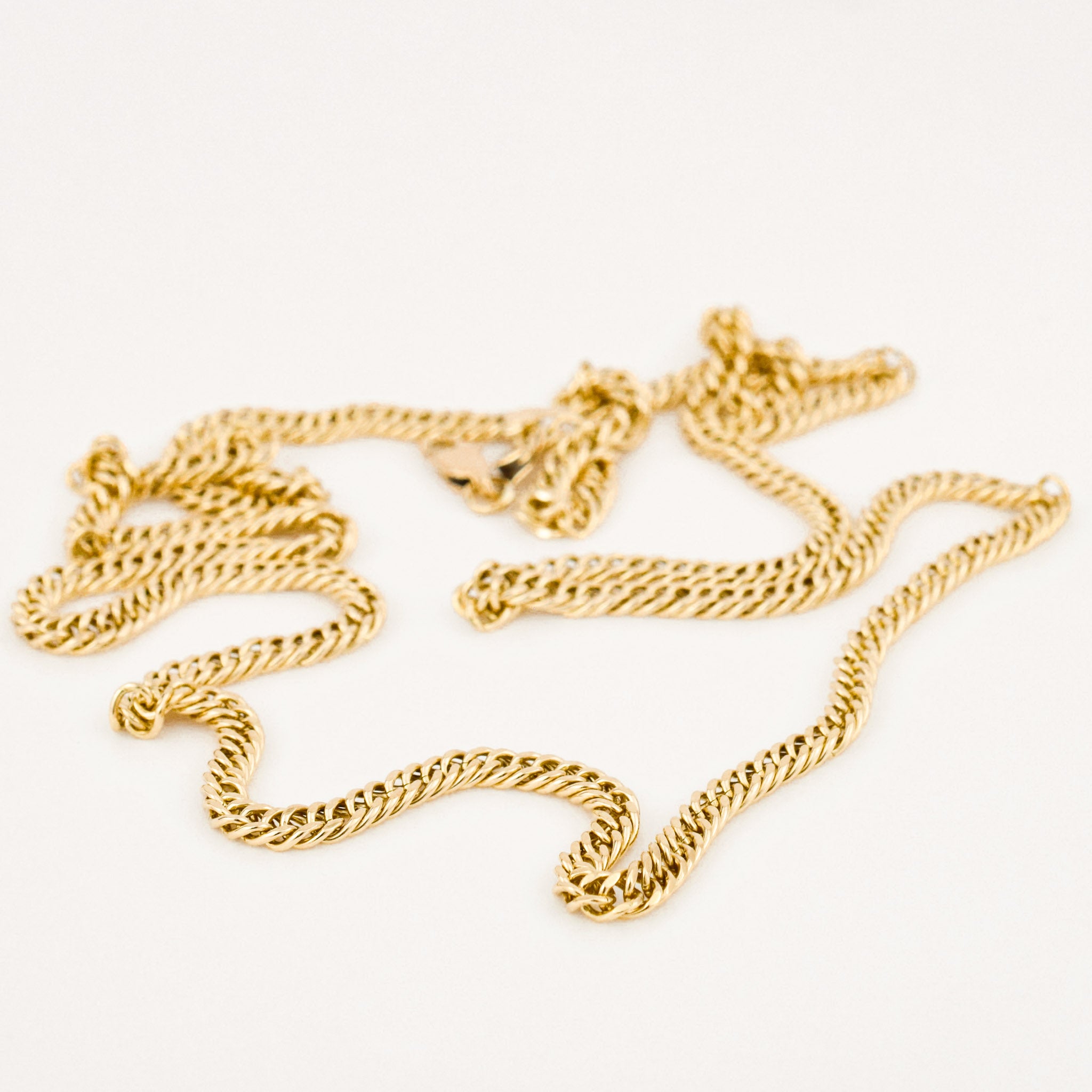 vintage gold heavy curb chain necklace 