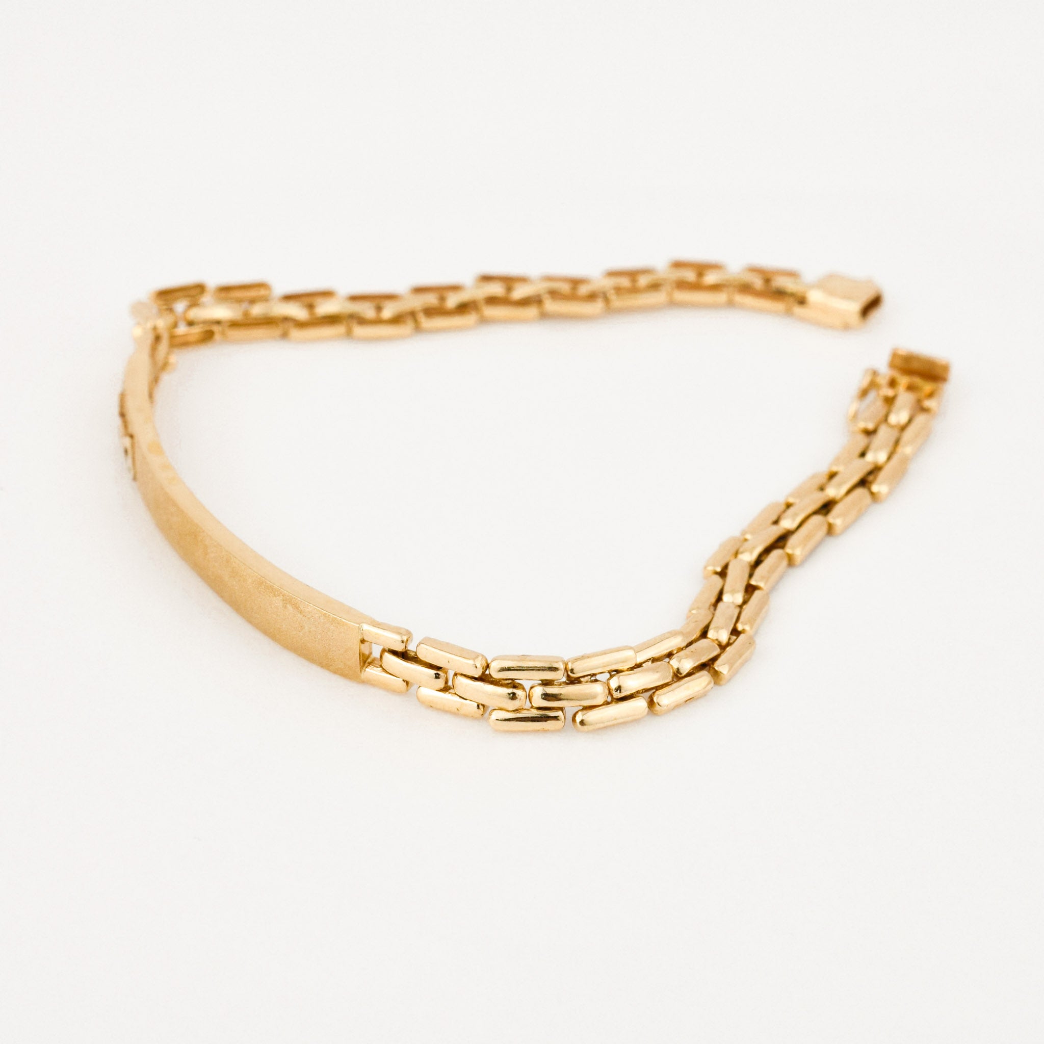 vintage brushed gold ID bracelet with diamonds 
