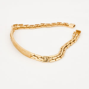 vintage brushed gold ID bracelet with diamonds 