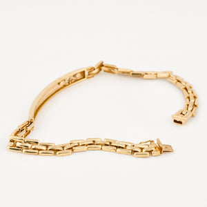 vintage brushed gold ID bracelet with diamonds 