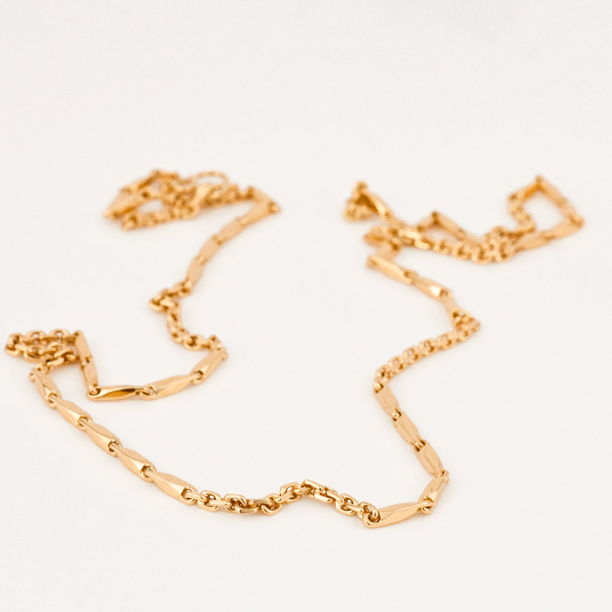 vintage gold fancy link chain necklace