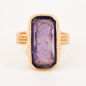 vintage gold purple cameo ring