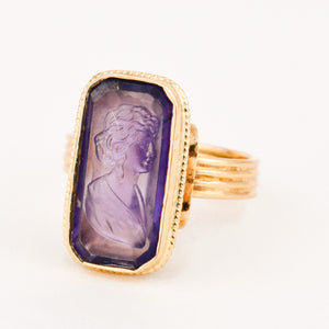 vintage gold purple cameo ring