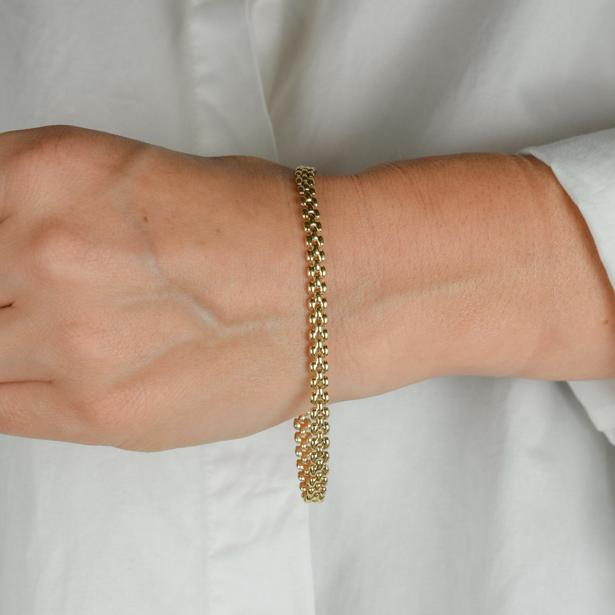 vintage gold puffy gate link bracelet 