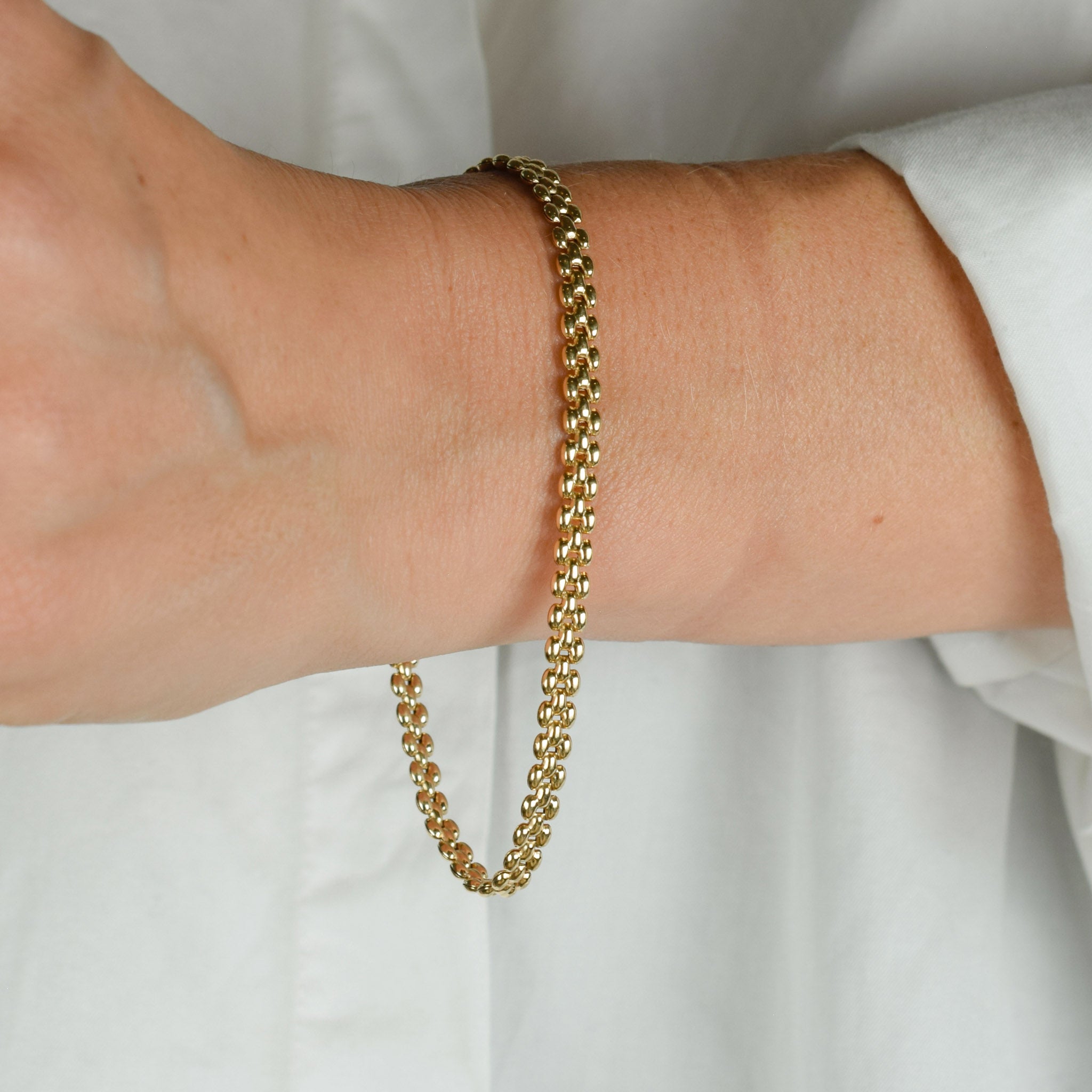 vintage gold puffy gate link bracelet 