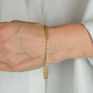 vintage gold puffy gate link bracelet 