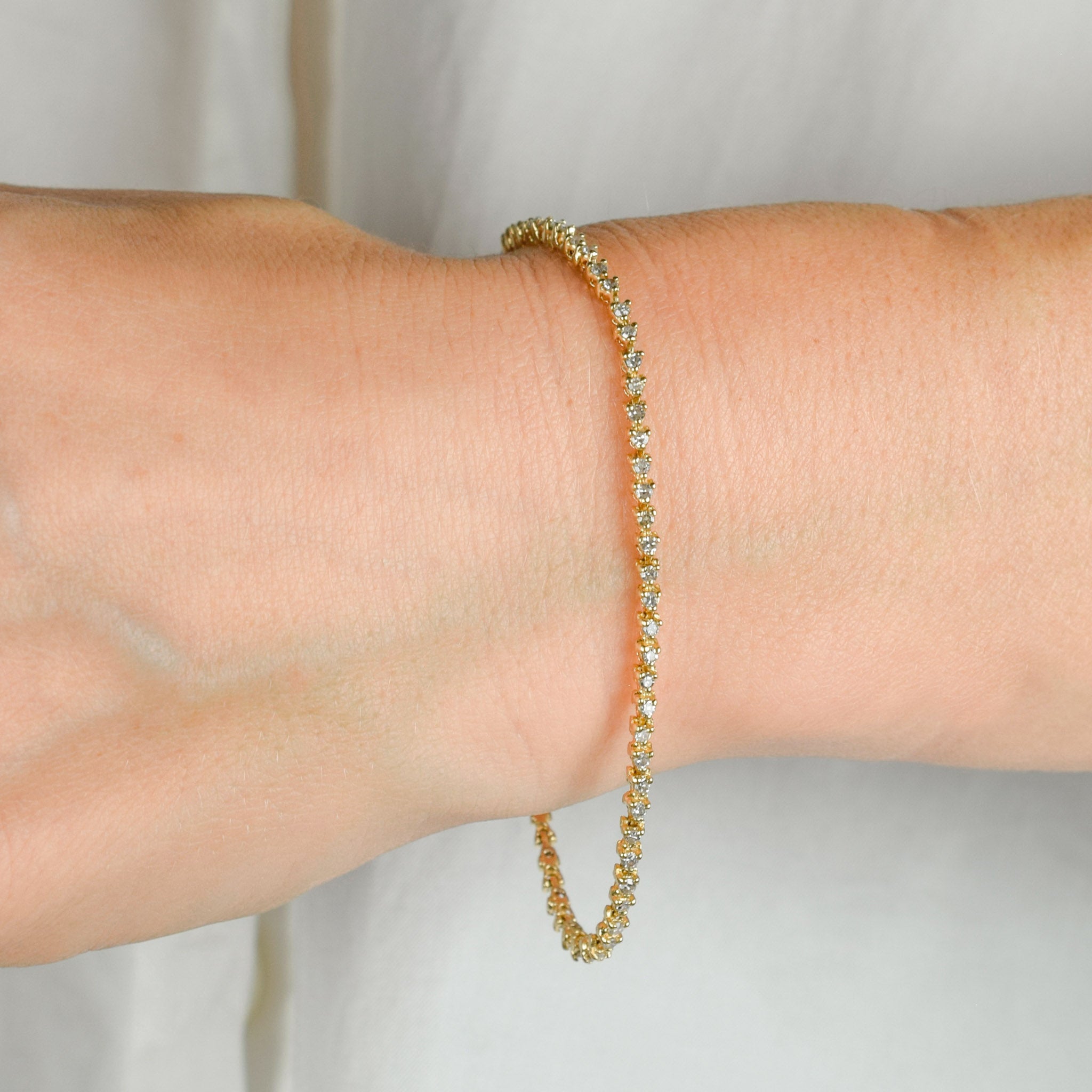 vintage gold dainty diamond tennis bracelet 