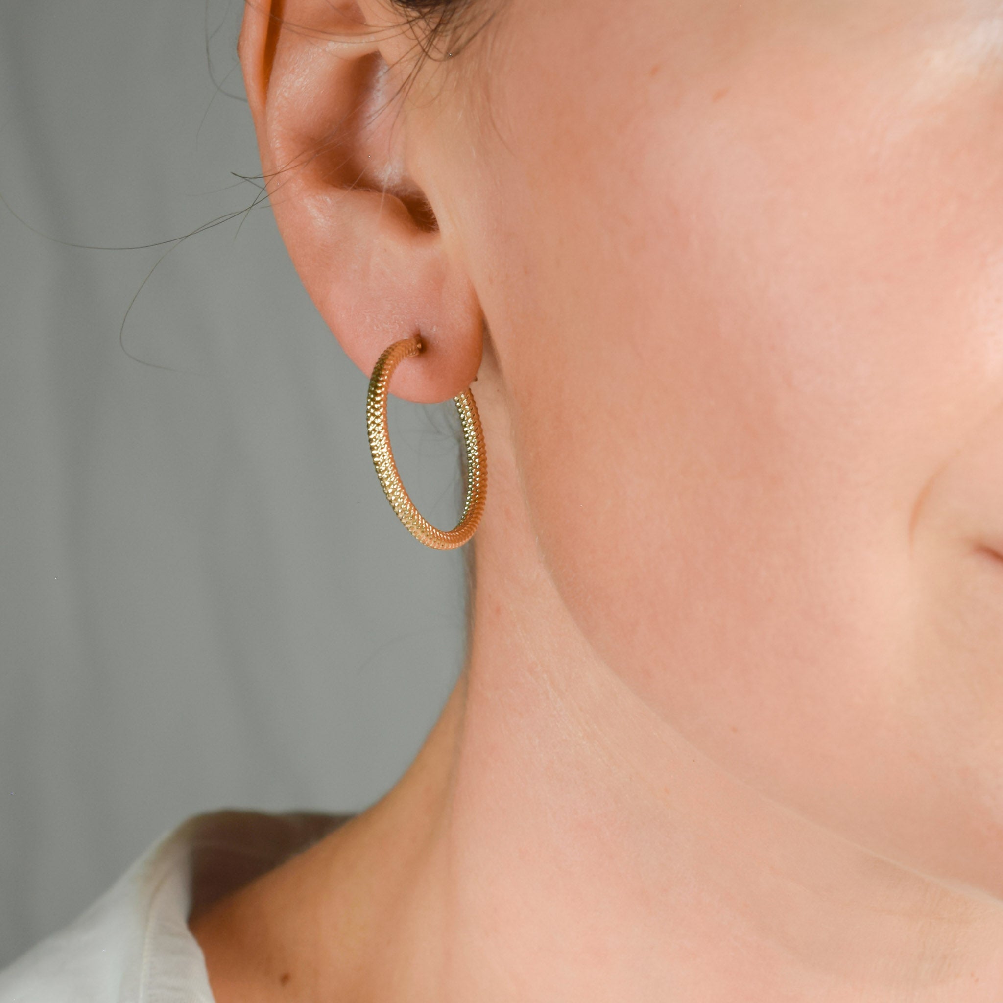 vintage gold beaded hoop earrings