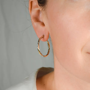 31 mm Large Two-Tone Twisted Gold Hoops
