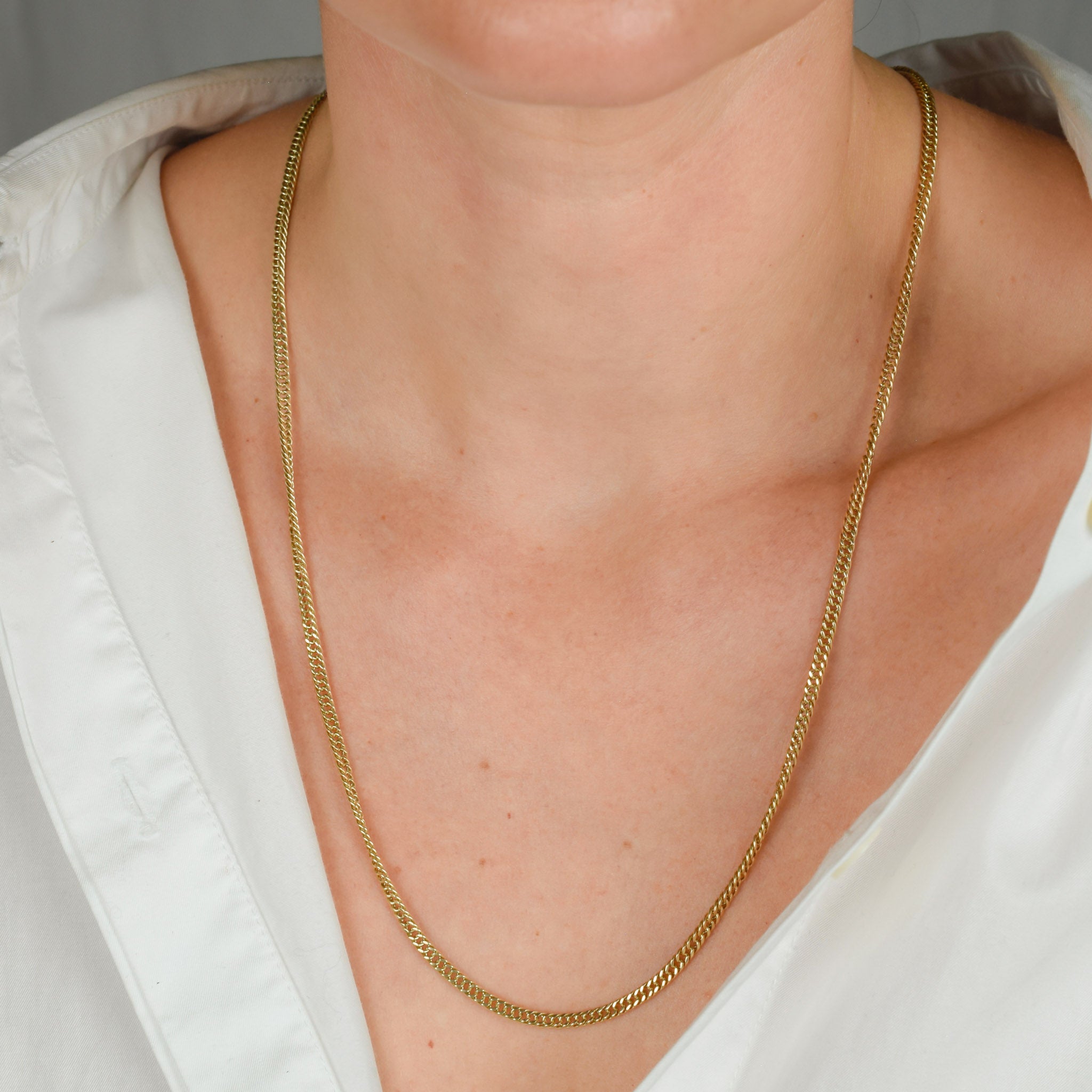vintage gold heavy curb chain necklace 