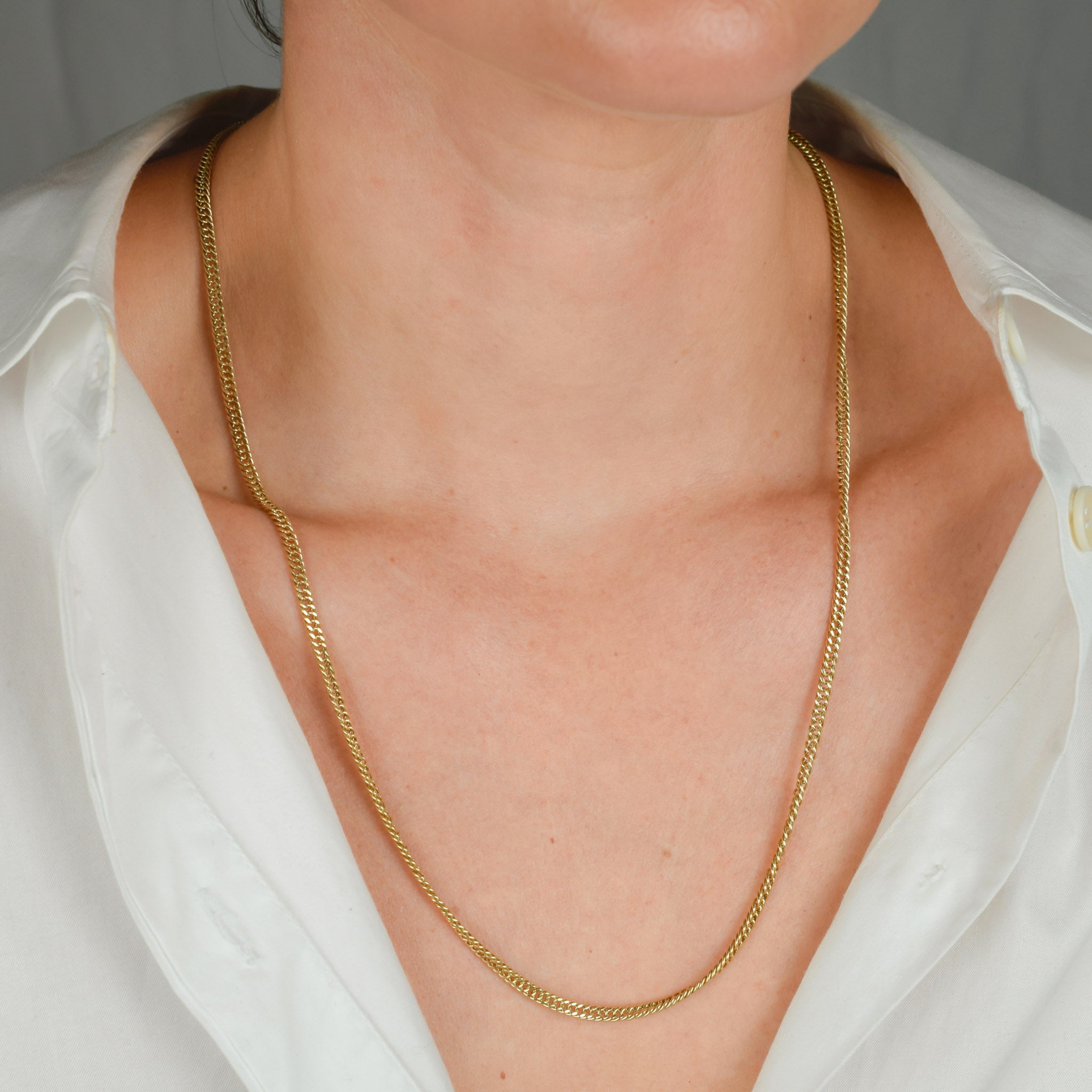 vintage gold heavy curb chain necklace 