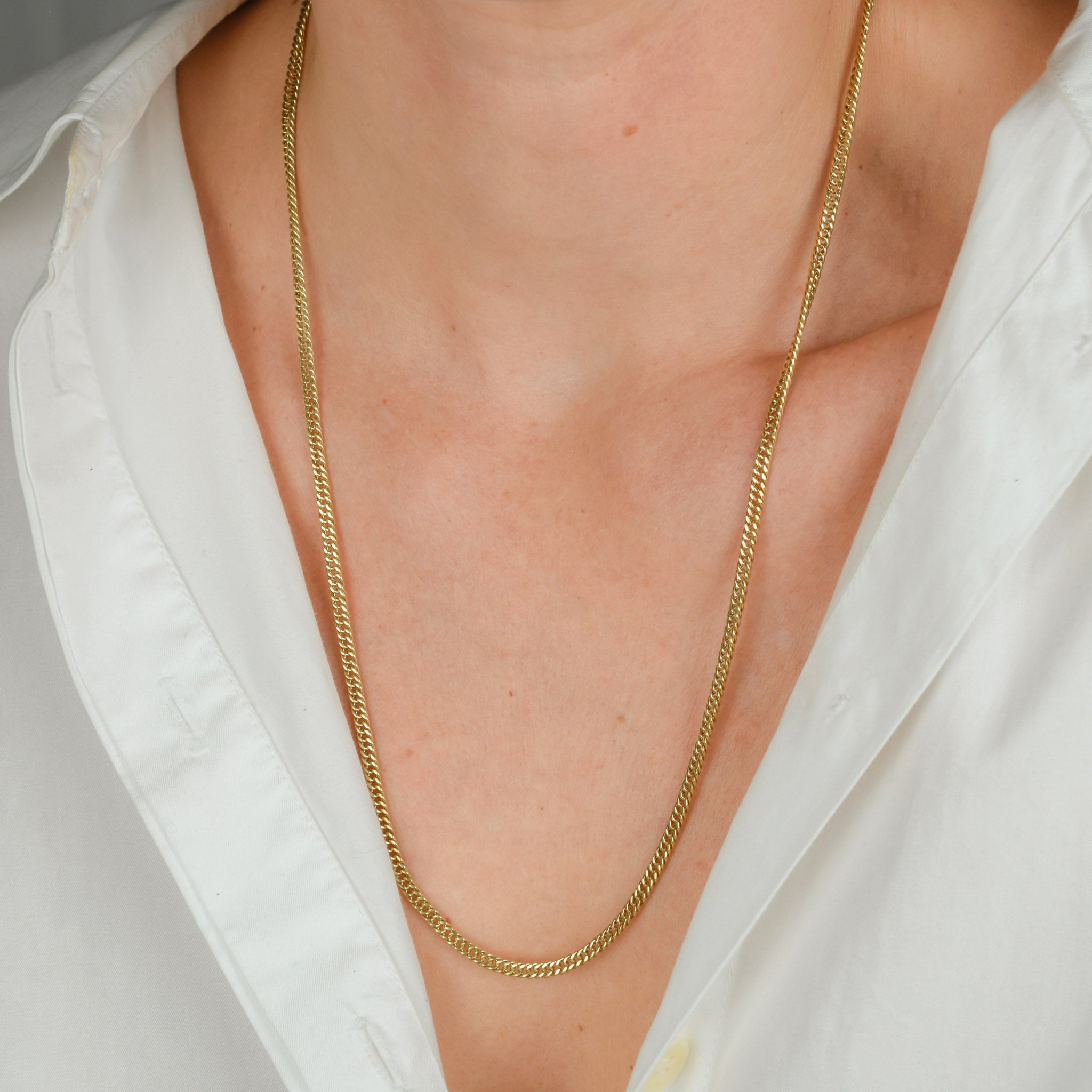 vintage gold heavy curb chain necklace 