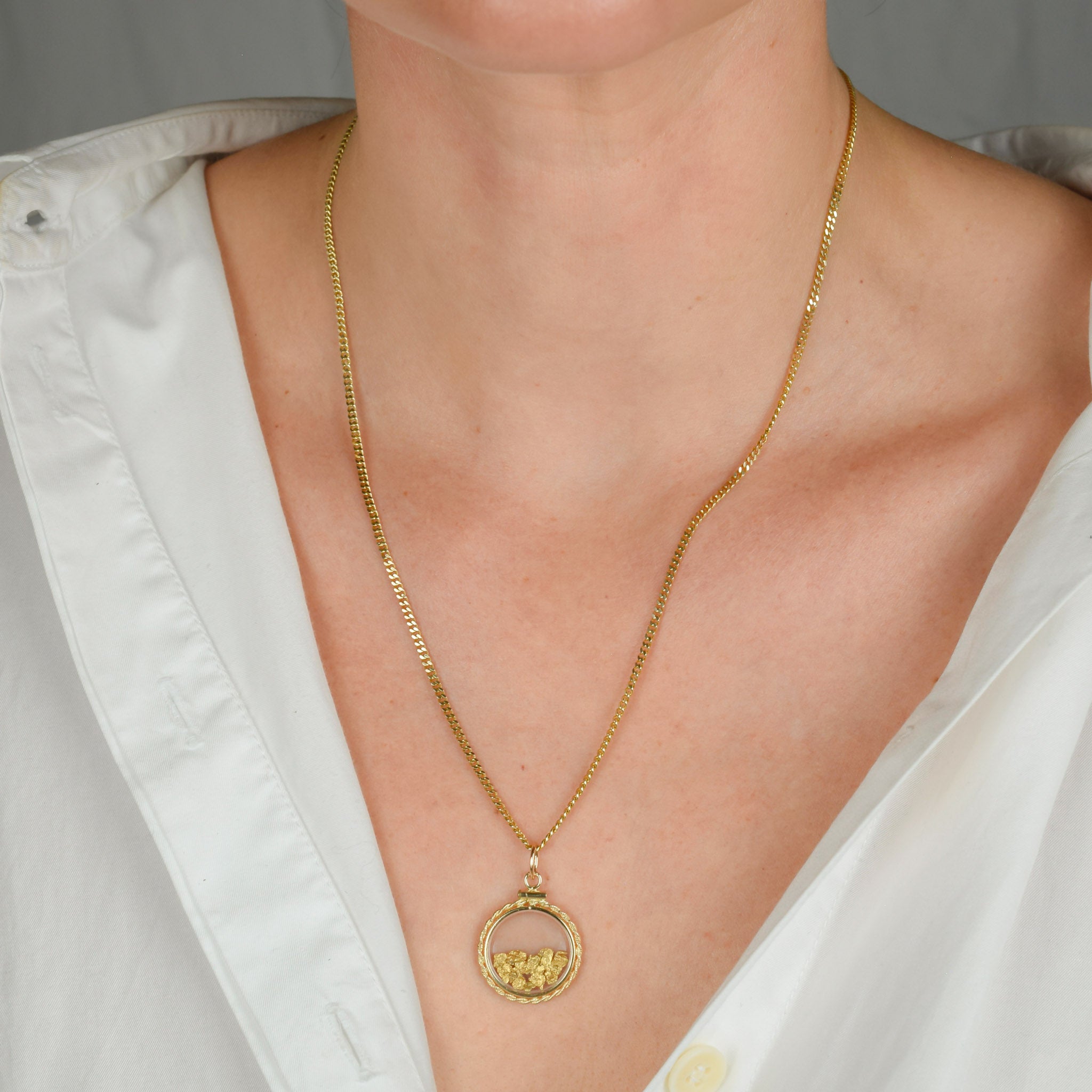 vintage gold nugget pendant 