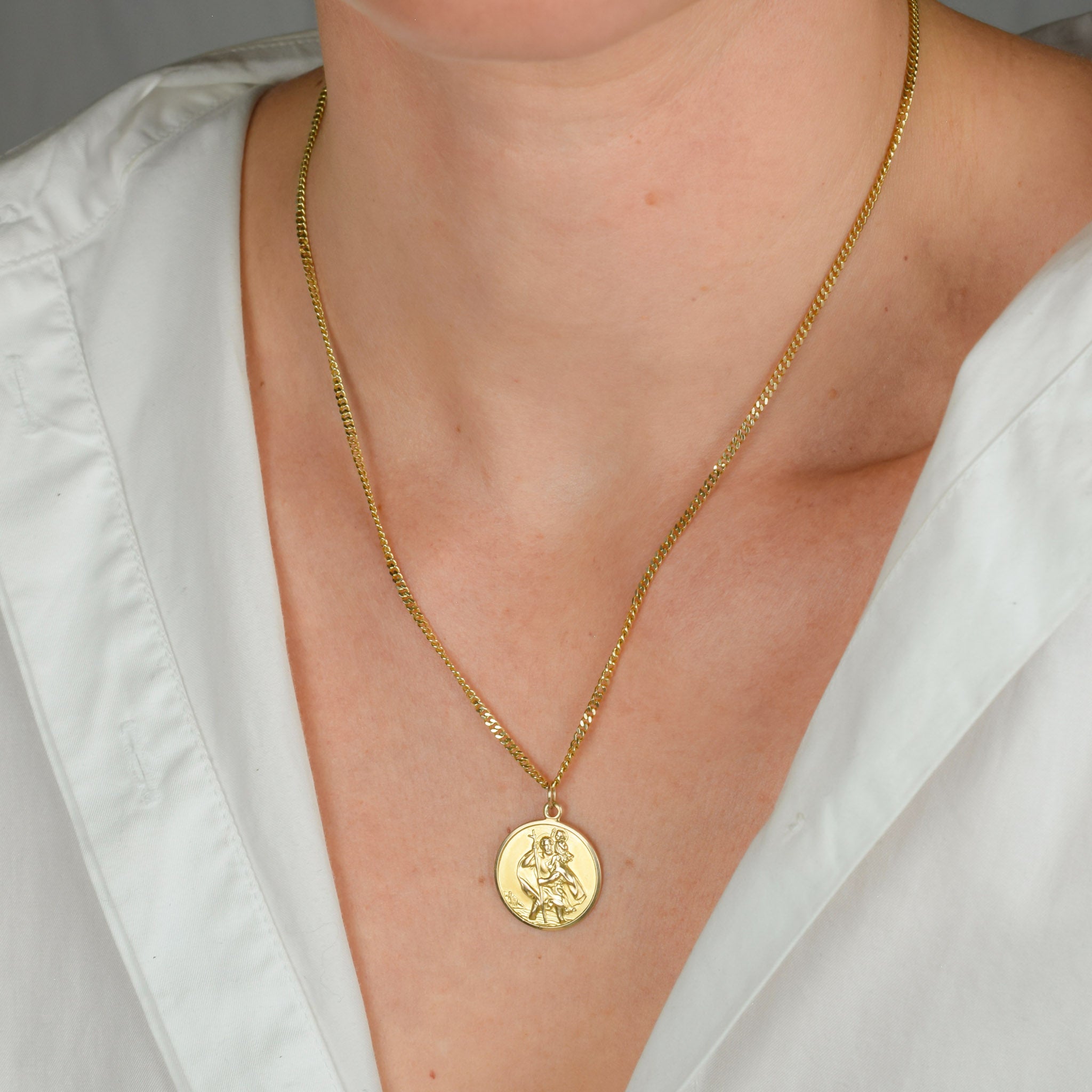 vintage gold saint Christopher pendant 