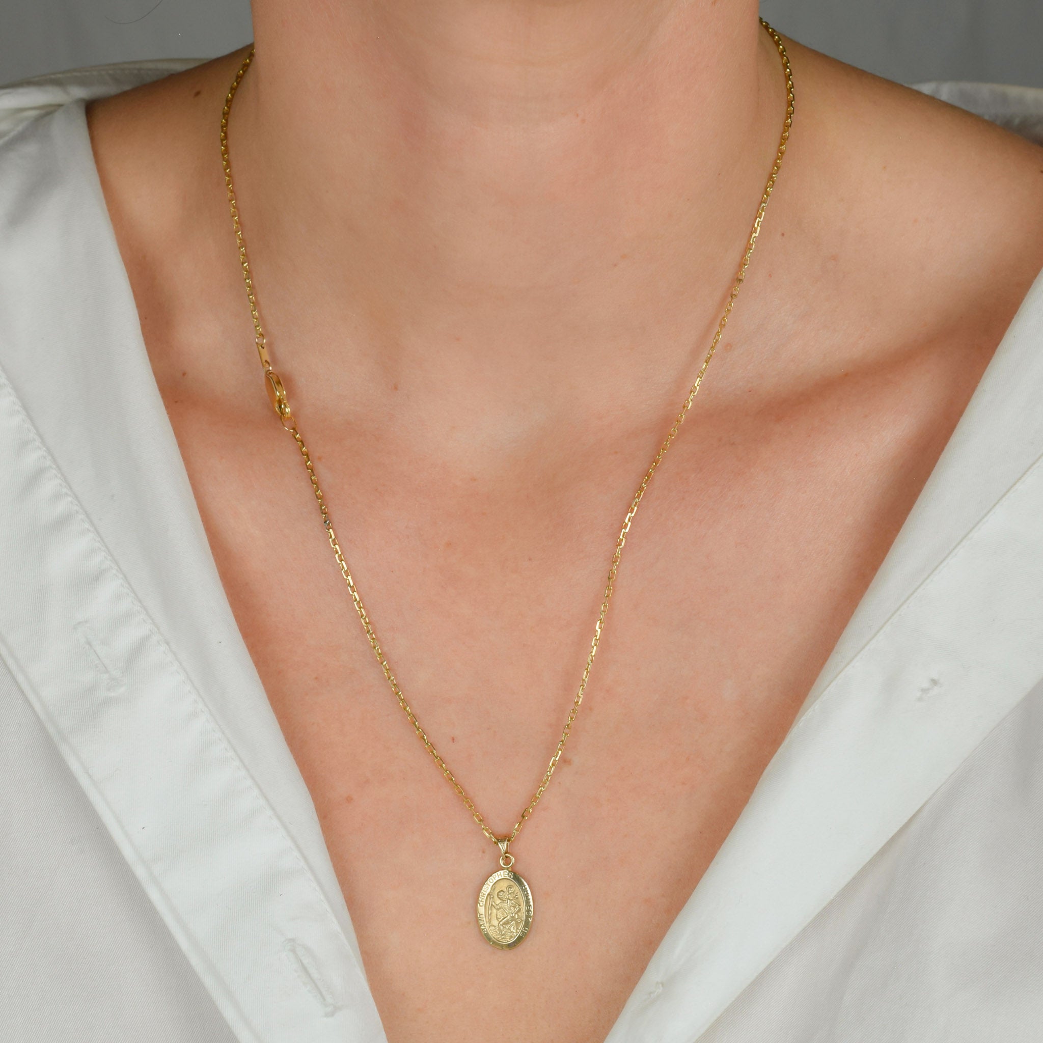 vintage gold st christopher pendant 