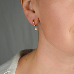 vintage gold half hoops with white stone earringsvintage gold half hoops with white stone earrings