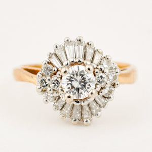 vintage diamond halo engagement ring 