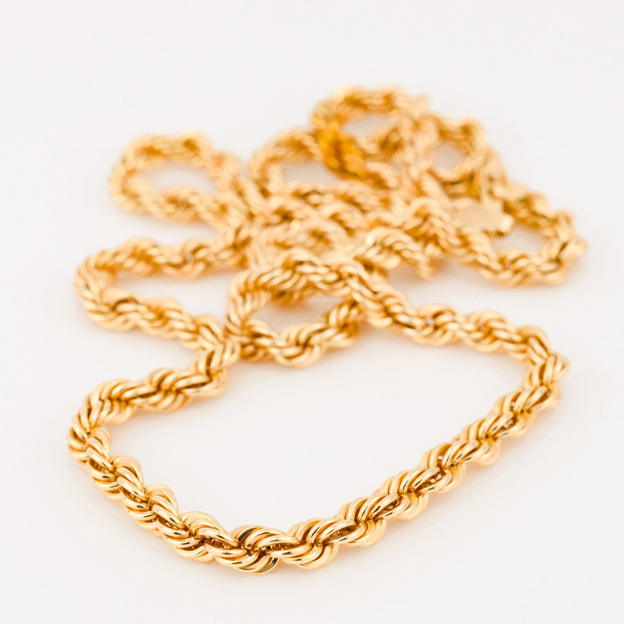 vintage 20" gold rope chain necklace