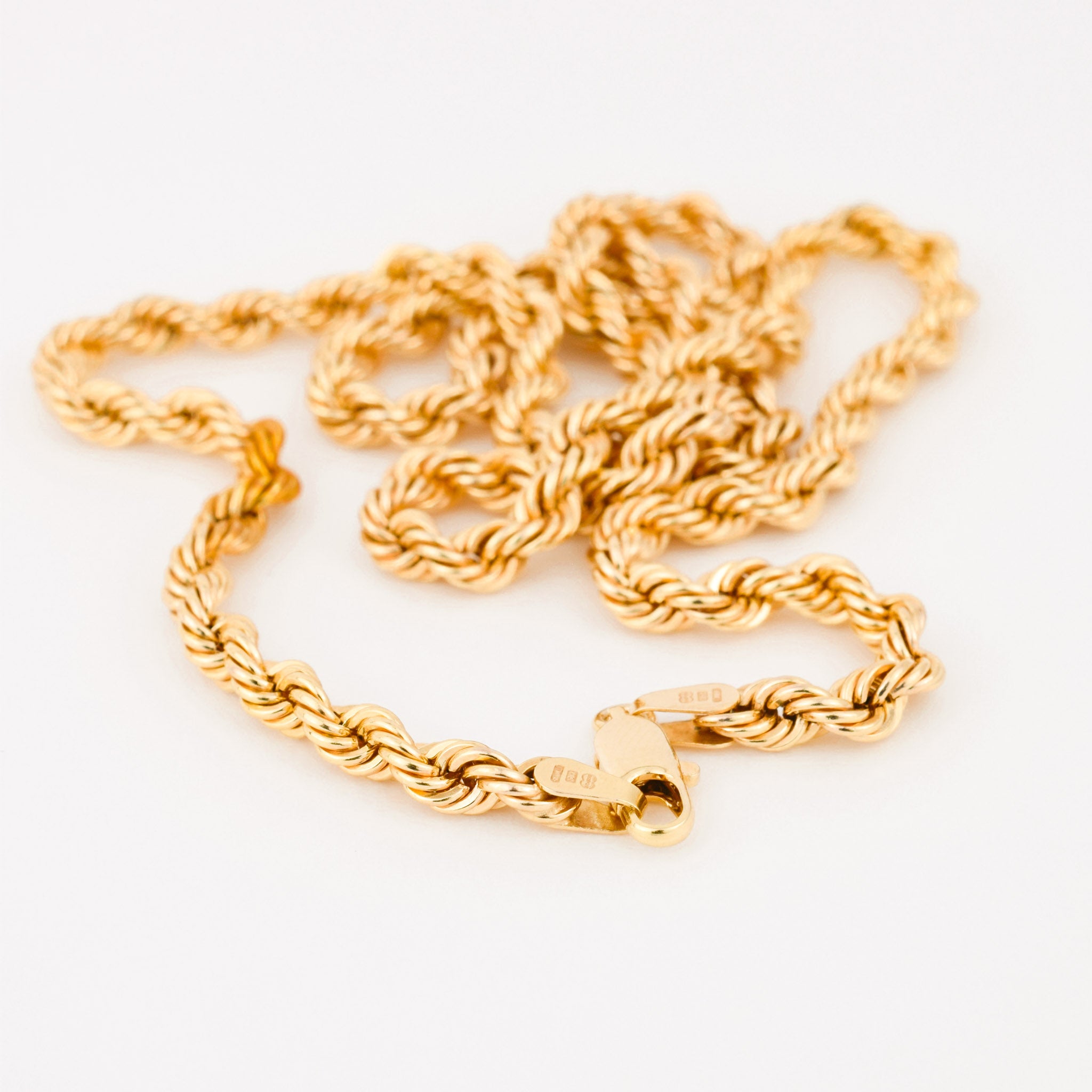 vintage 20" gold rope chain necklace