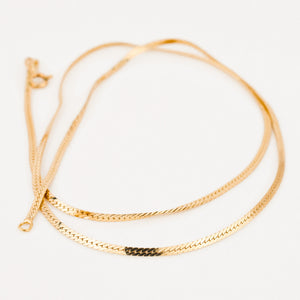 vintage gold 18" herringbone chain necklace
