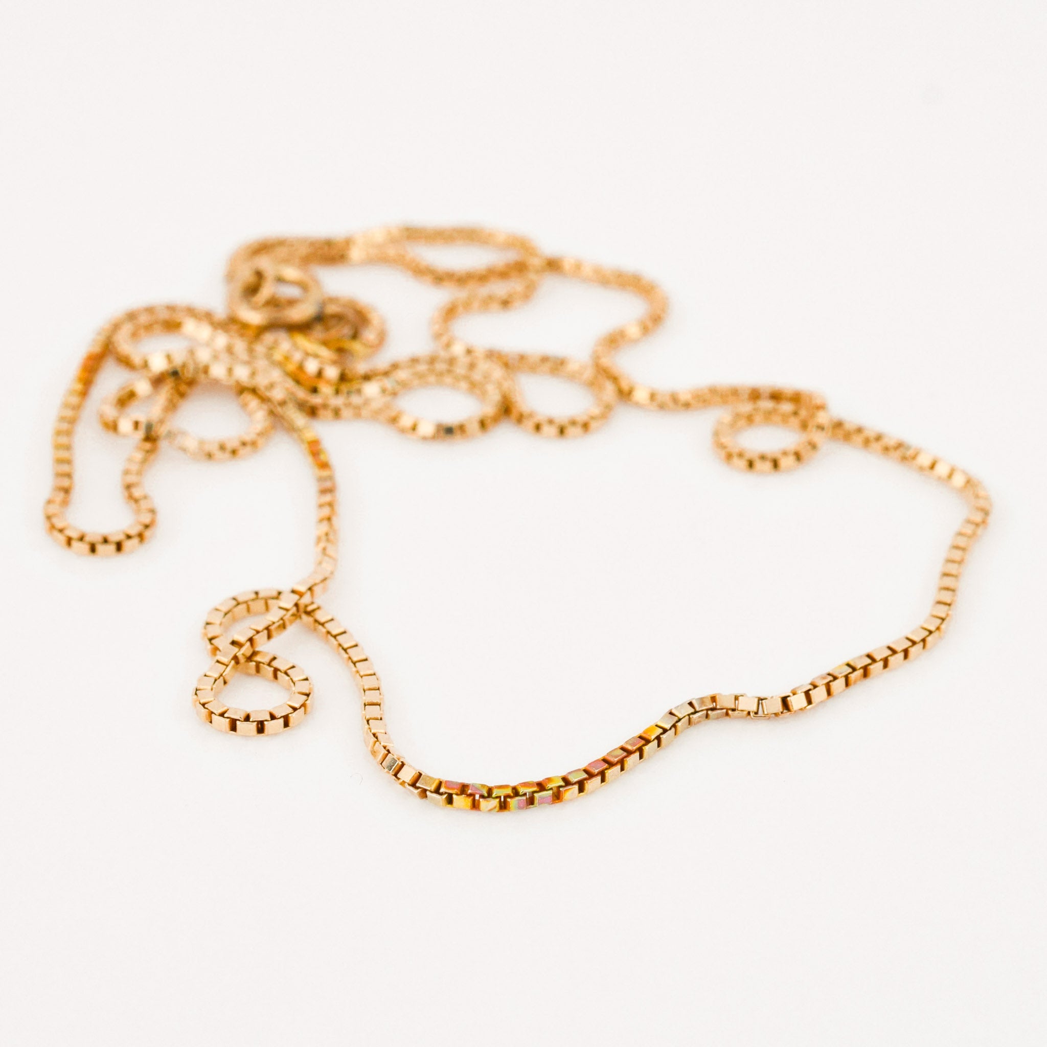 vintage gold box chain necklace
