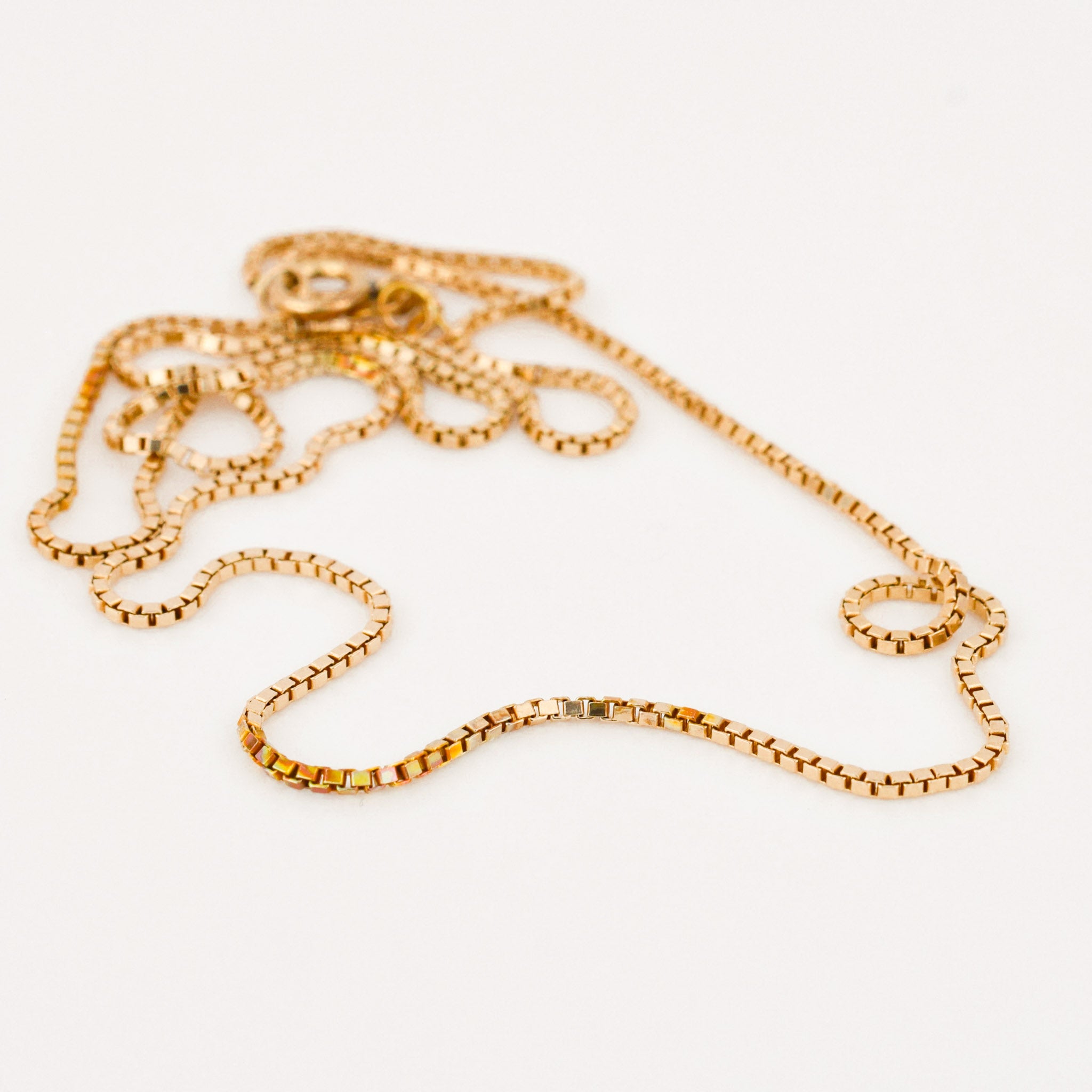vintage gold box chain necklace