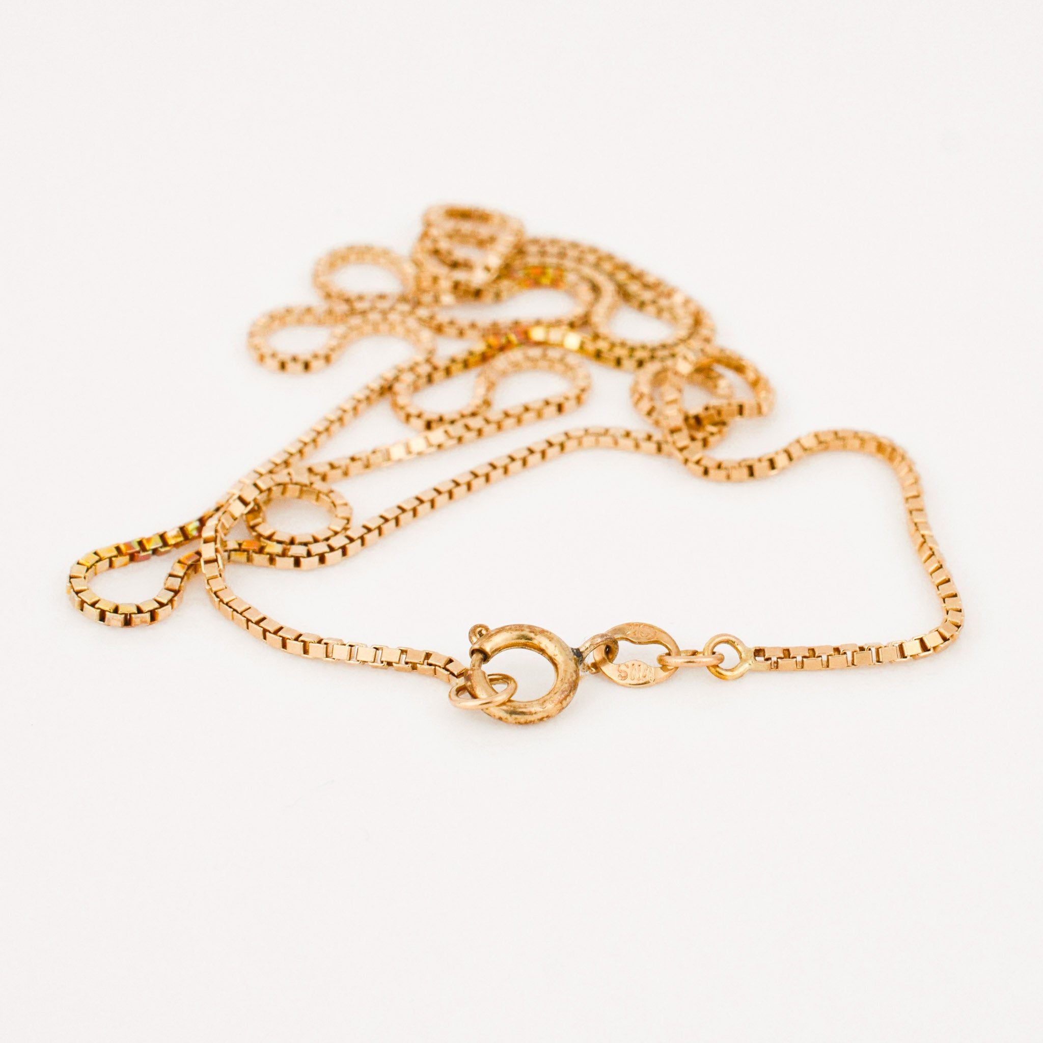 vintage gold box chain necklace