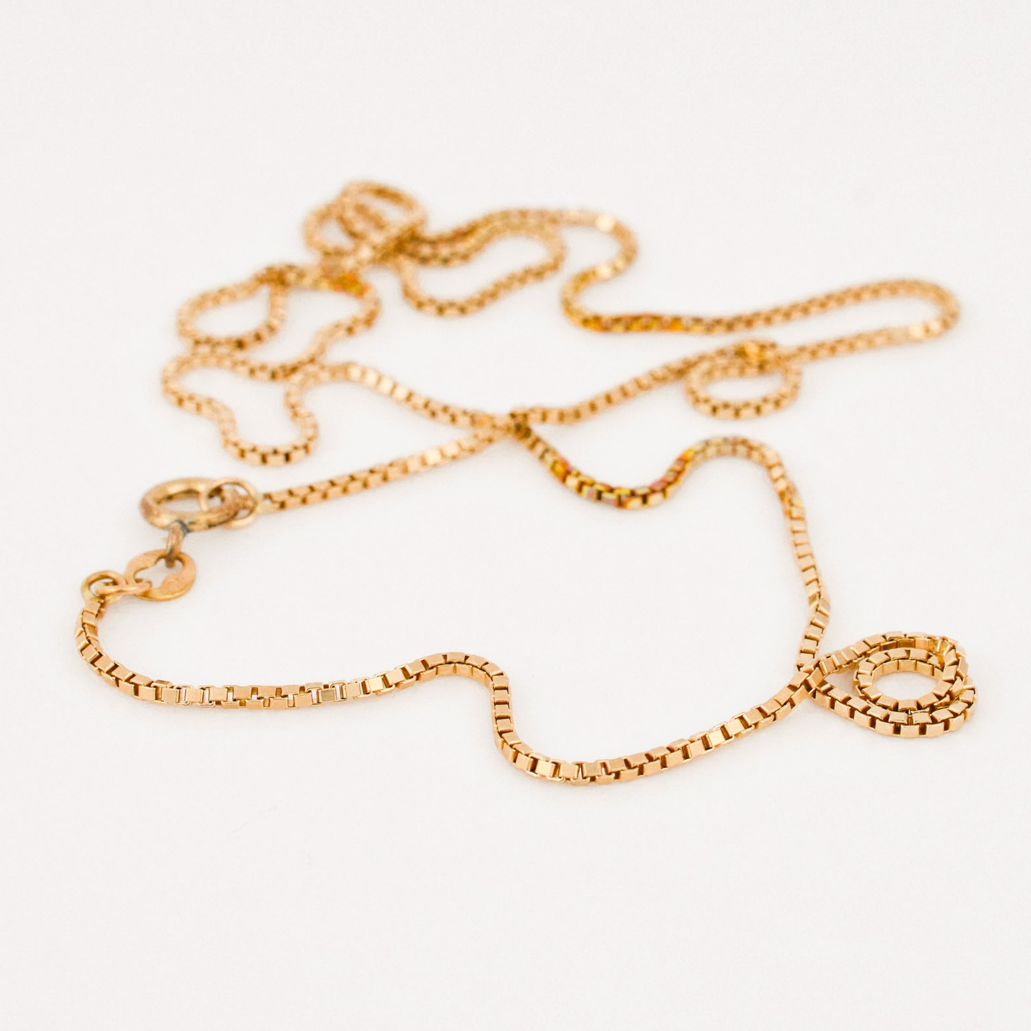 vintage gold box chain necklace