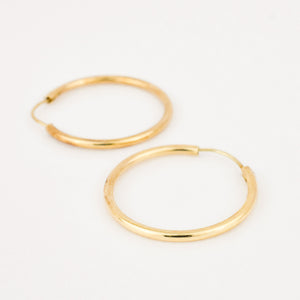 vintage gold tubular hoop earrings