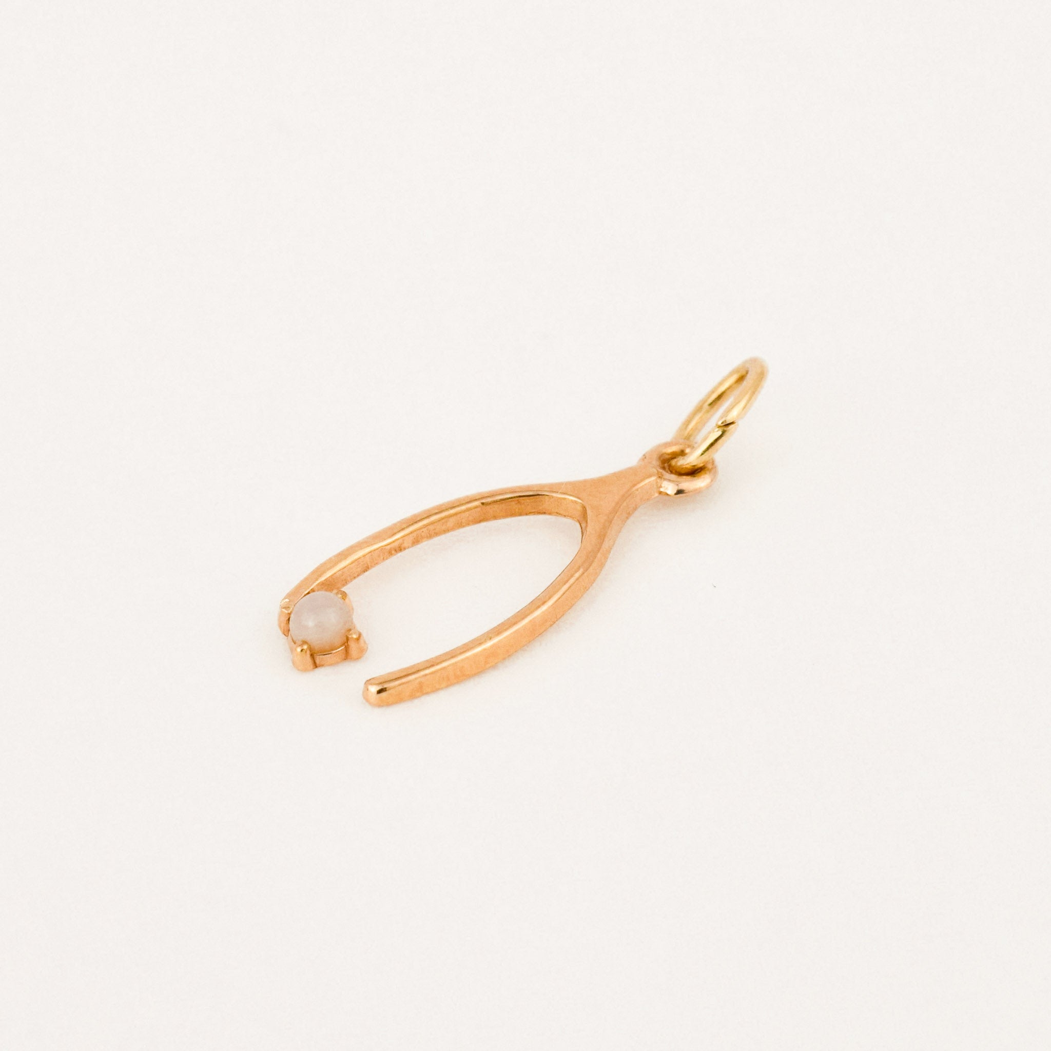 vintage gold moonstone wishbone pendant