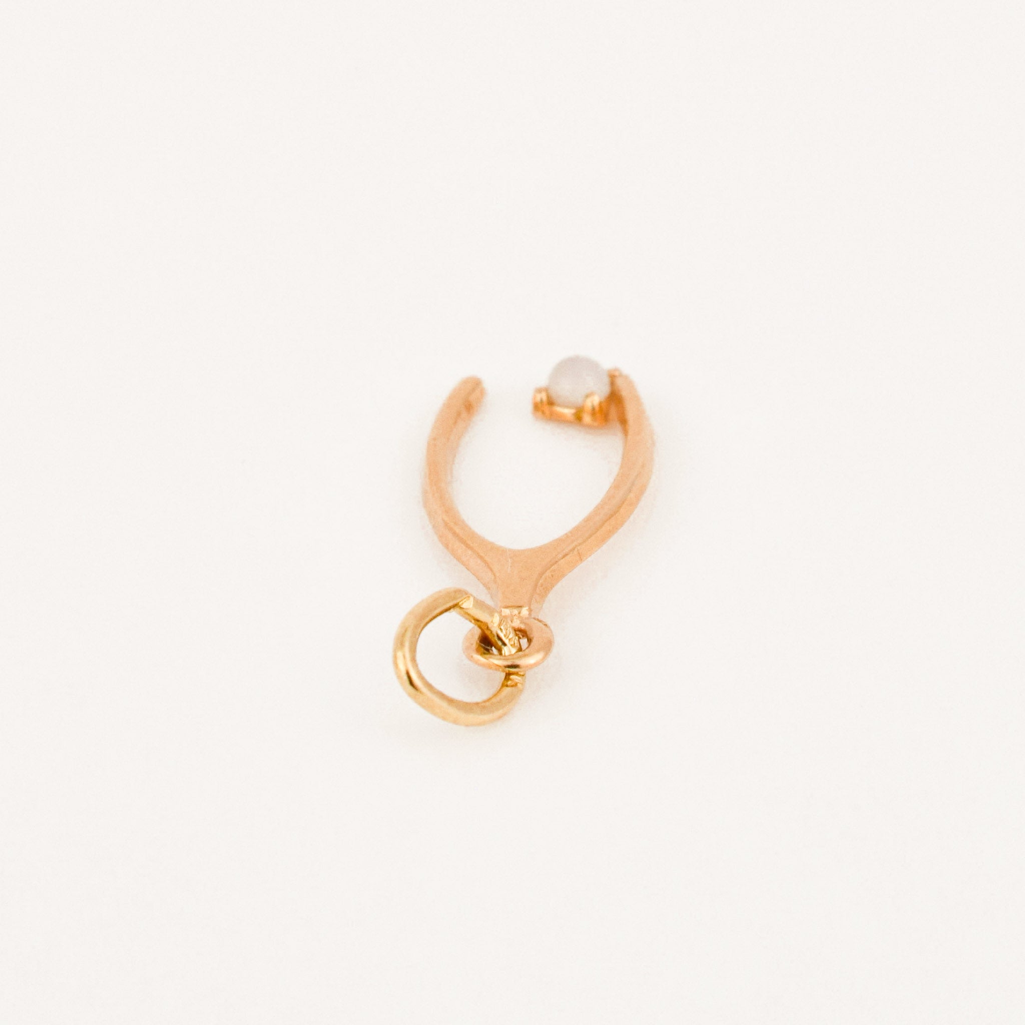 vintage gold moonstone wishbone pendant
