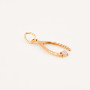 vintage gold moonstone wishbone pendant