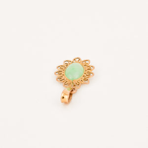 vintage gold jade flower charm pendant 
