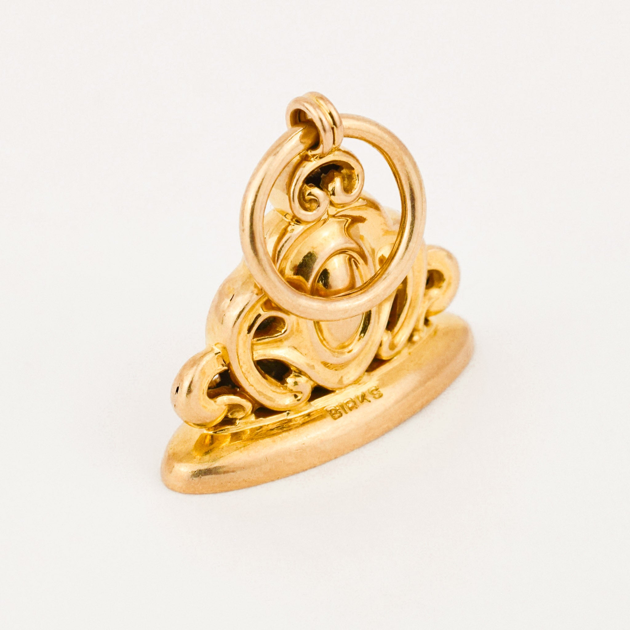 vintage gold birk's fob pendant 
