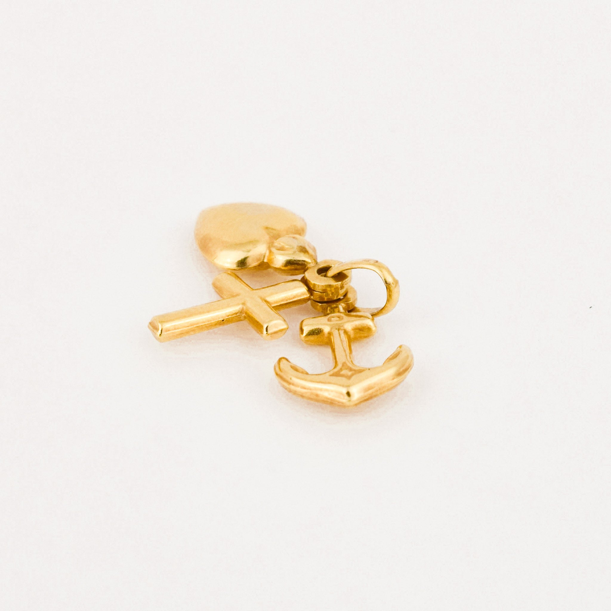 vintage gold faith, hope, and love charm pendant
