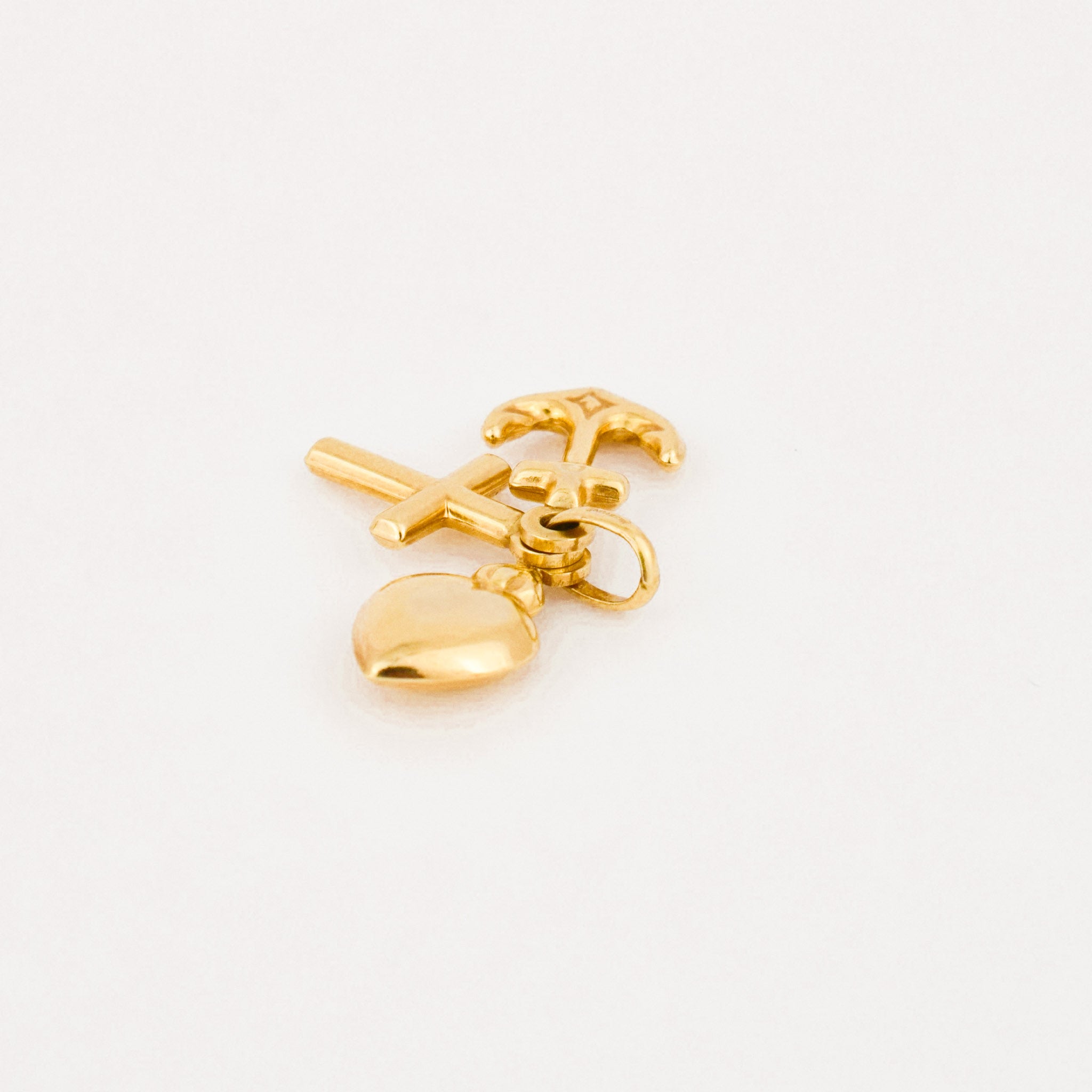 vintage gold faith, hope, and love charm pendant