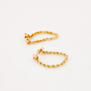 vintage gold rope hoop earrings