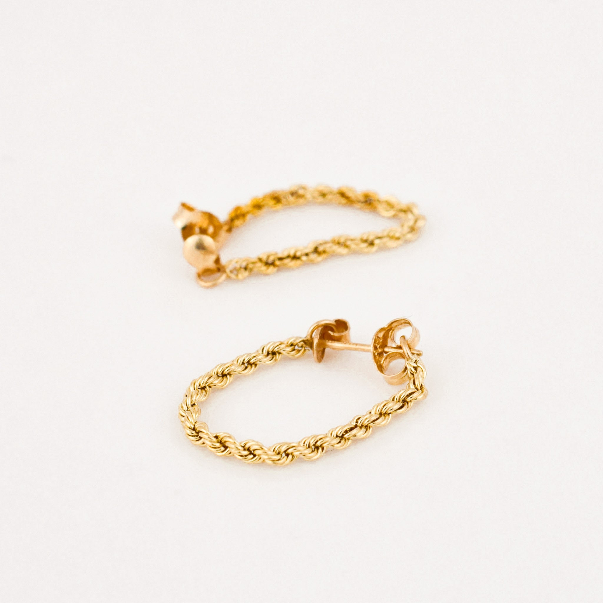 vintage gold rope hoop earrings