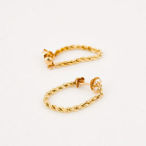 vintage gold rope hoop earrings
