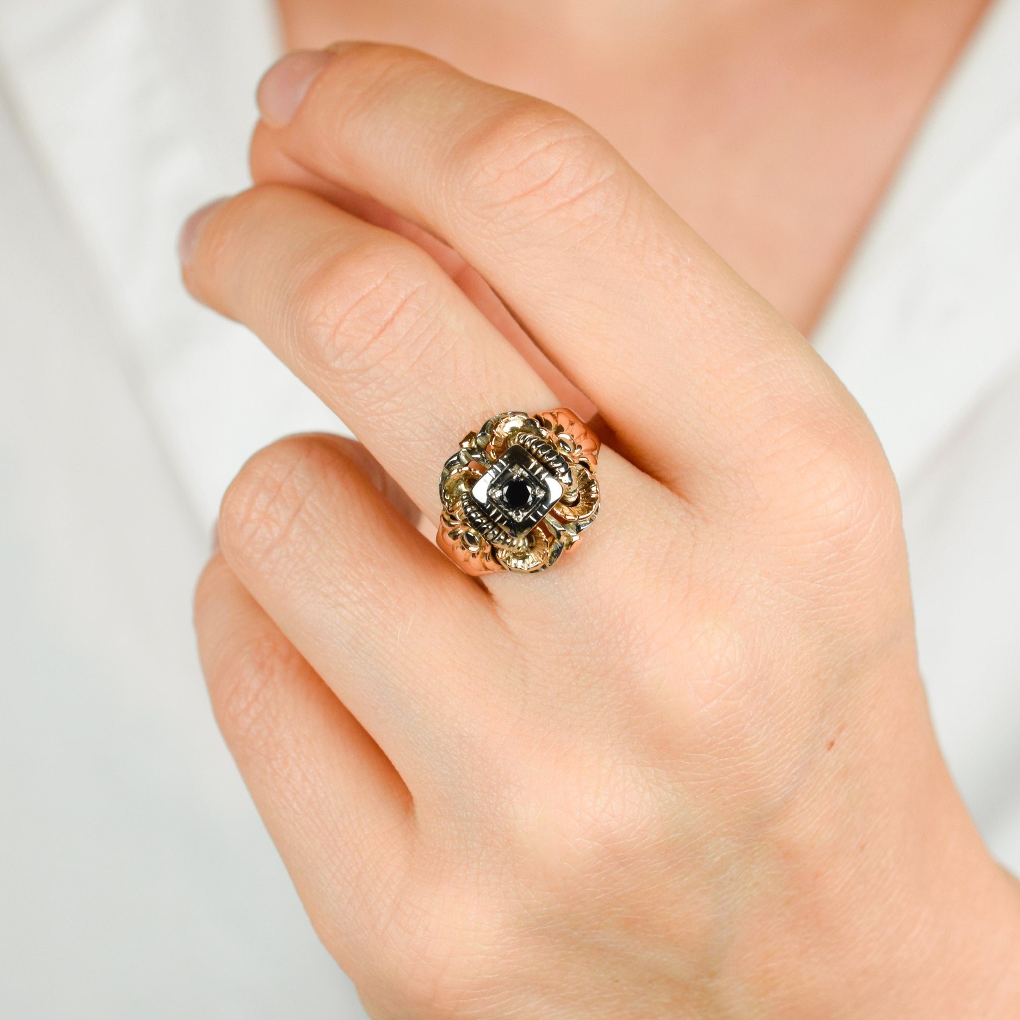 antique gothic black diamond ring 