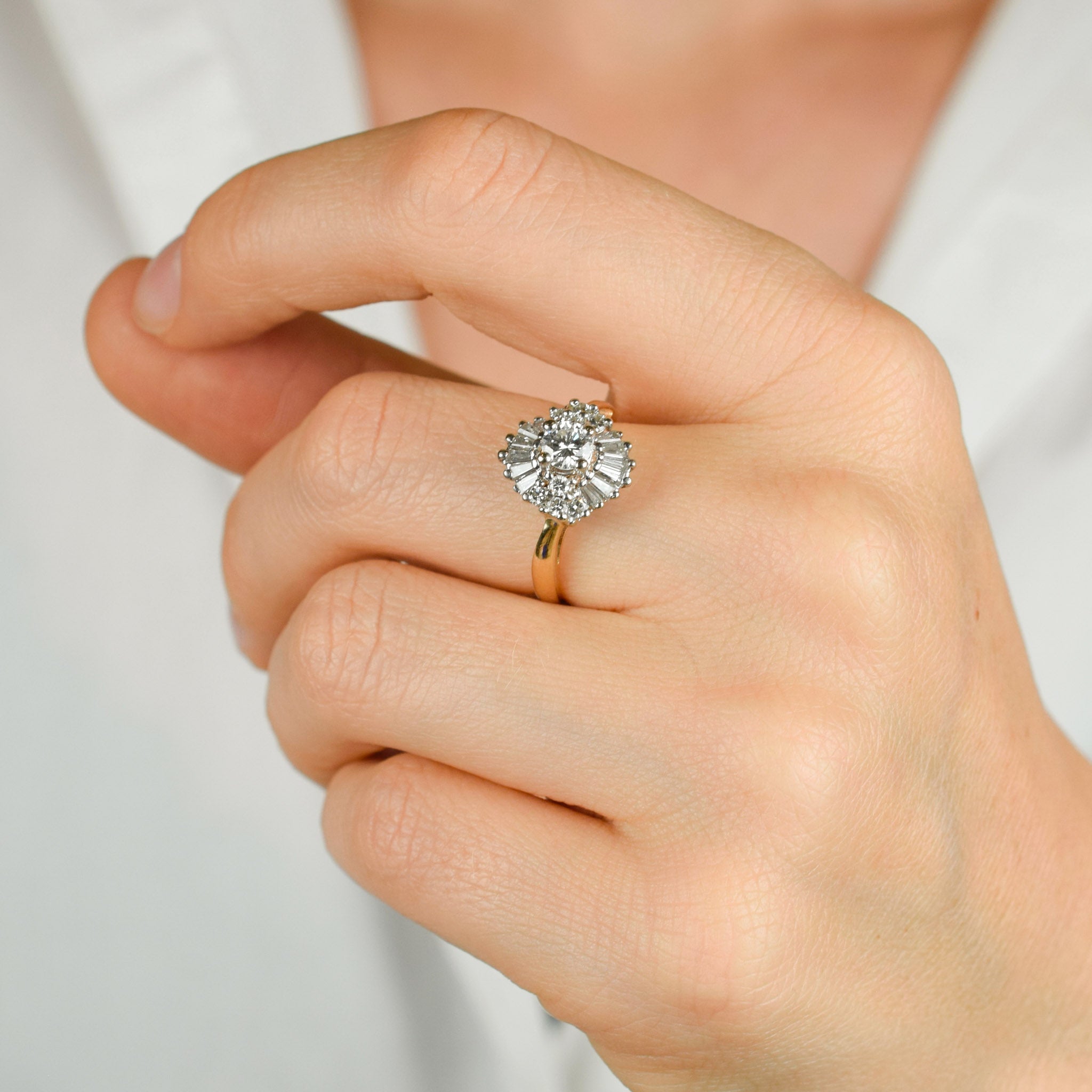 vintage diamond halo engagement ring 